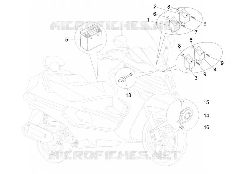 Relais - Batterie - Avertisseur sonore PIAGGIO PIAGGIO-SCOOTER 250 X-EVO 2009  X Evo Euro 3