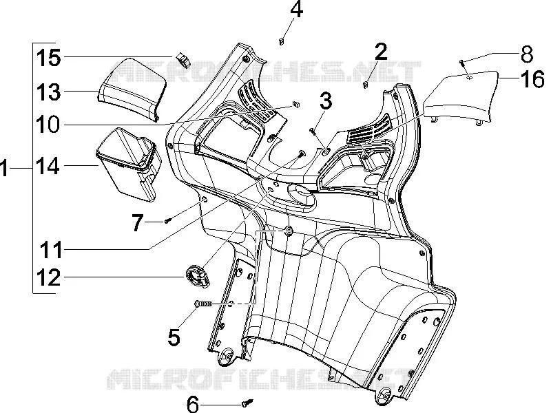 Coffre avant - Contre-tablier PIAGGIO PIAGGIO-SCOOTER 400 X-EVO 2010  X Evo Euro 3