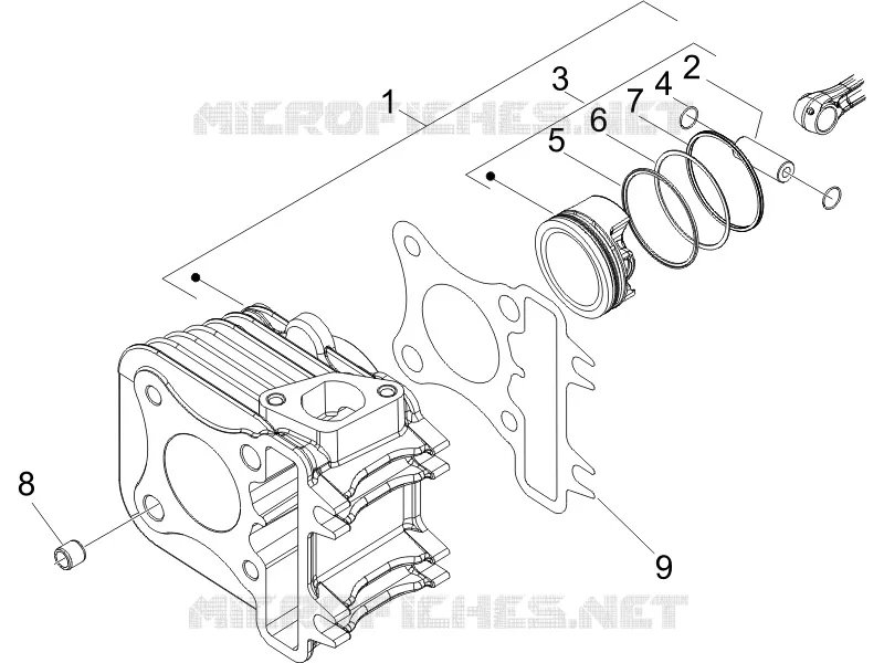 Groupe cylindre-piston-axe PIAGGIO PIAGGIO-SCOOTER 100 ZIP 2008  Zip 4T