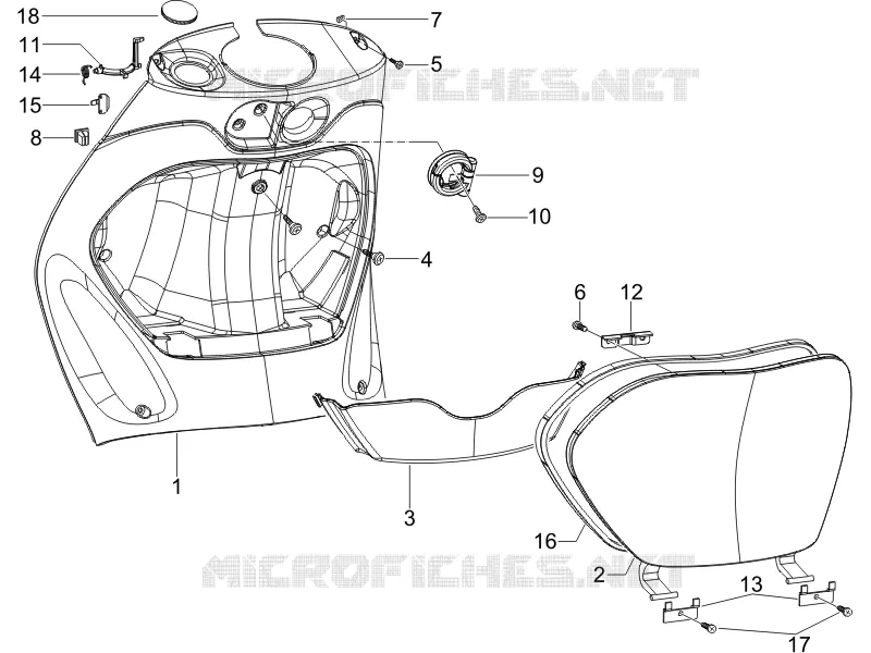 Coffre avant - Contre-tablier PIAGGIO PIAGGIO-SCOOTER 50 ZIP 2015  Zip 2T