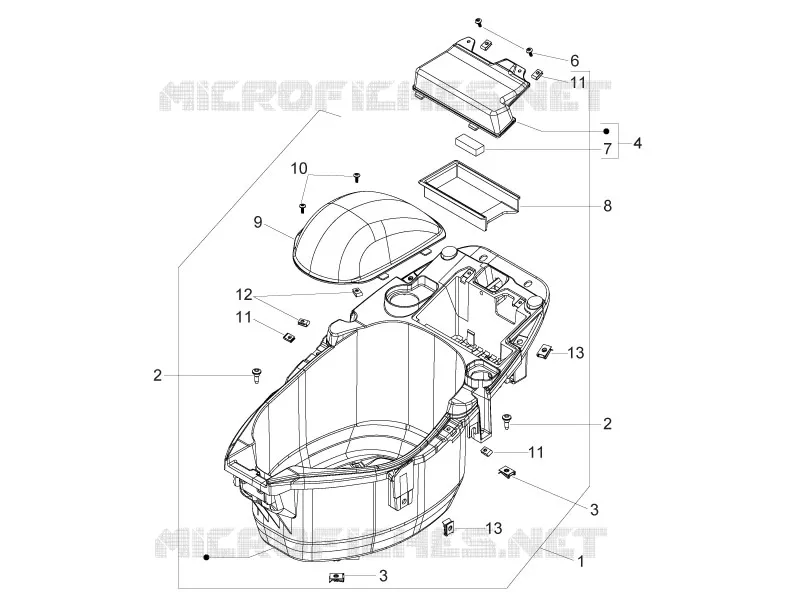 Logement casque - Dessous de selle PIAGGIO PIAGGIO-SCOOTER 50 ZIP 2015  Zip 2T