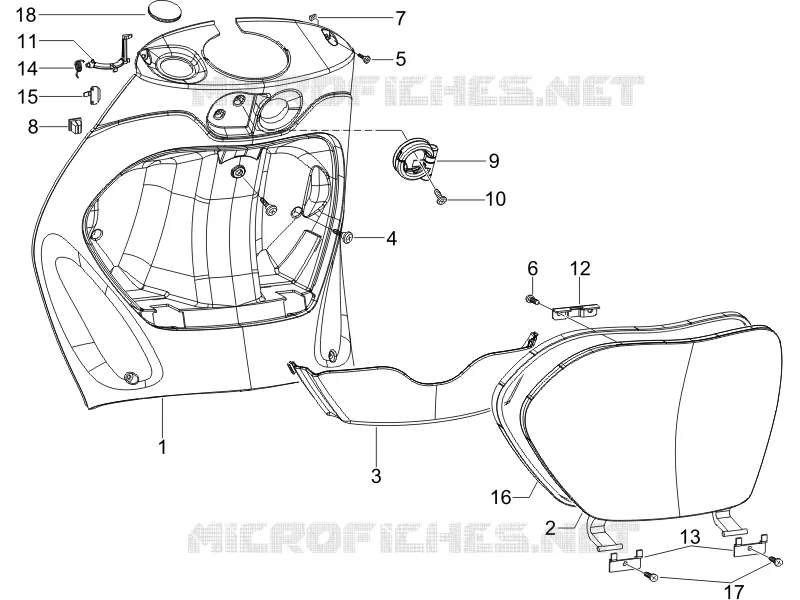 Coffre avant - Contre-tablier PIAGGIO PIAGGIO-SCOOTER 50 ZIP 2006  Zip 4T 25 Km-h