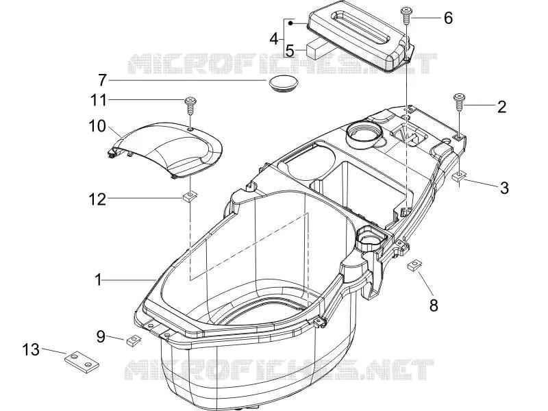 Logement casque - Dessous de selle PIAGGIO PIAGGIO-SCOOTER 50 ZIP 2014  Zip 4T 25 Km-h
