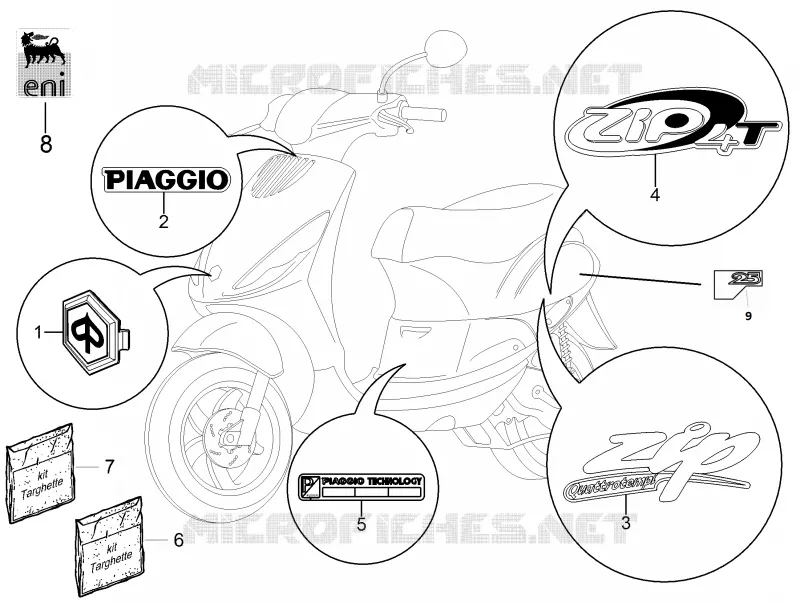 Monogrammes - Decorations PIAGGIO PIAGGIO-SCOOTER 50 ZIP 2010  Zip 4T 25 Km-h