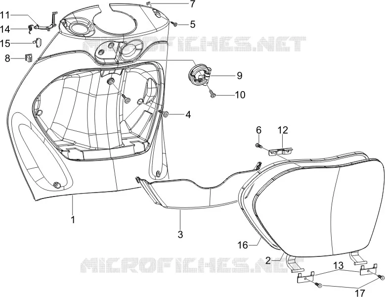 Coffre avant - Contre-tablier PIAGGIO PIAGGIO-SCOOTER 50 ZIP 2012  Zip SP Euro 2
