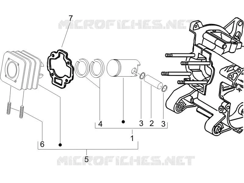 Groupe cylindre-piston-axe PIAGGIO PIAGGIO-SCOOTER 50 ZIP 2007  Zip SP Euro 2
