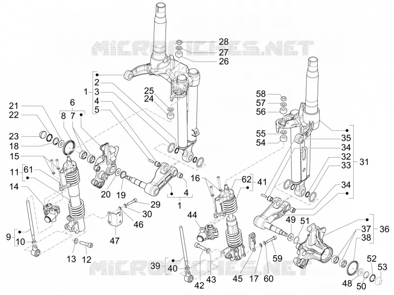 Composants de la fourche (Mingxing) GILERA GILERA-SCOOTER 500 FUOCO 2014  Fuoco 4T-4V ie E3 LT