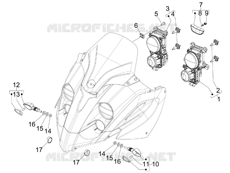Eclairages avant - Clignotants GILERA GILERA-SCOOTER 500 FUOCO 2013  Fuoco 4T-4V ie E3 LT