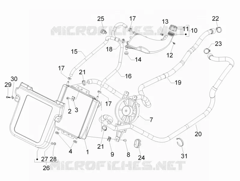 Instalation de refoidissement GILERA GILERA-SCOOTER 500 FUOCO 2013  Fuoco 4T-4V ie E3 LT