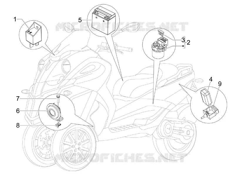 Relais - Batterie - Avertisseur sonore GILERA GILERA-SCOOTER 500 FUOCO 2012  Fuoco E3