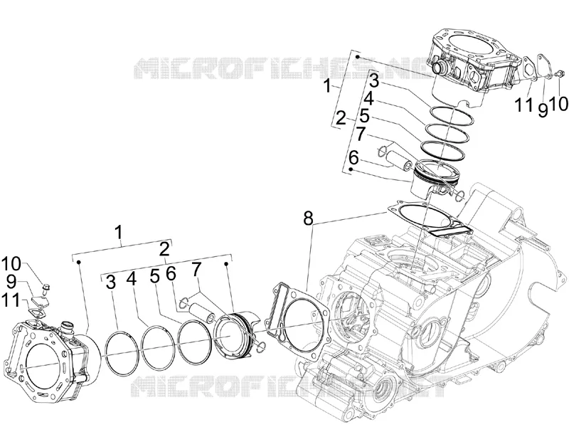 Groupe cylindre-piston-axe GILERA GILERA-SCOOTER 800 GP 2011  GP