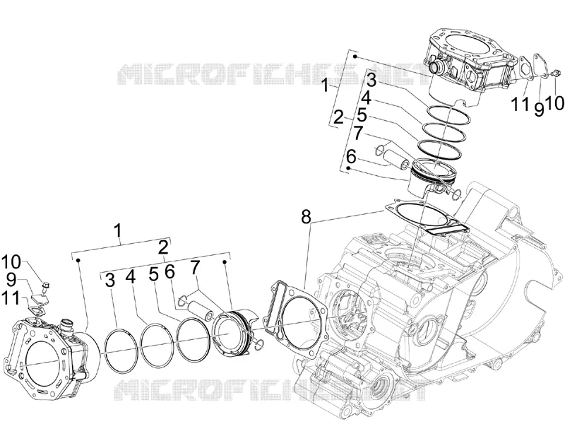 Groupe cylindre-piston-axe GILERA GILERA-SCOOTER 800 GP 2009  GP Centenario