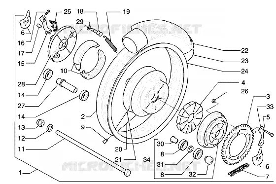 Rear wheel GILERA GILERA-SCOOTER 125 COGUAR Before 200  Coguar