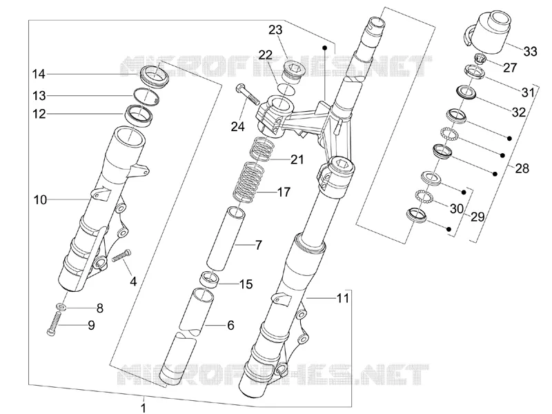 Fourche/tube direction - Ensemble butée dir. GILERA GILERA-SCOOTER 250 NEXUS 2006  Nexus E3