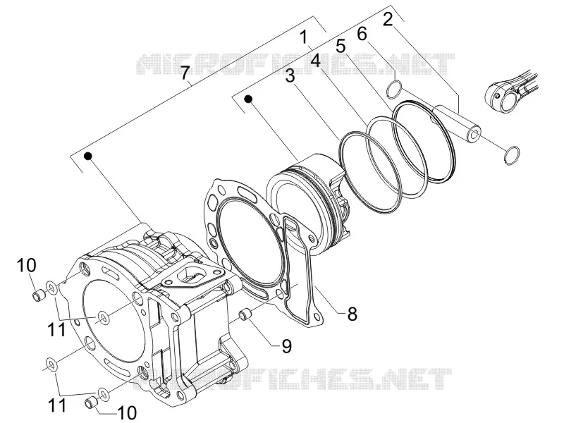 Groupe cylindre-piston-axe GILERA GILERA-SCOOTER 250 NEXUS 2006  Nexus -SP- E3