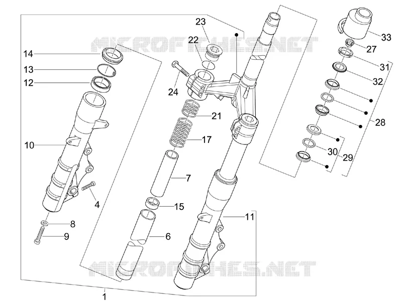 Fourche/tube direction - Ensemble butée dir. GILERA GILERA-SCOOTER 250 NEXUS 2006  Nexus -SP- E3