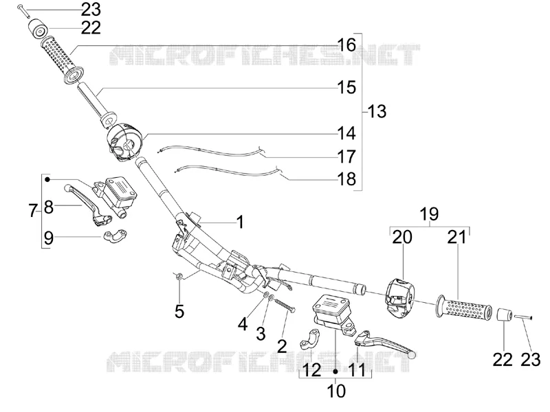 Guidon - Maître cylindre GILERA GILERA-SCOOTER 300 NEXUS 2008  Nexus ie E3