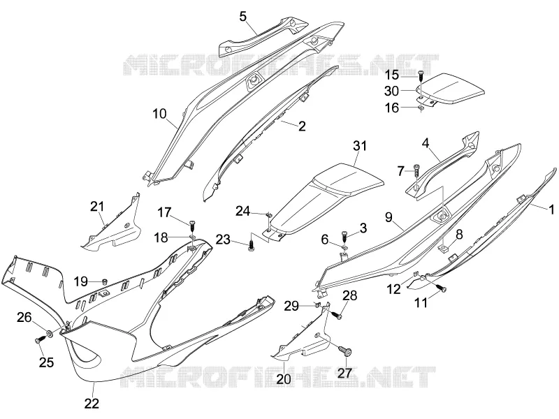 Couvertures laterales - Spoiler GILERA GILERA-SCOOTER 500 NEXUS 2007  Nexus -SP- E3