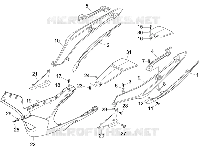 Couvertures laterales - Spoiler GILERA GILERA-SCOOTER 500 NEXUS 2006  Nexus E3