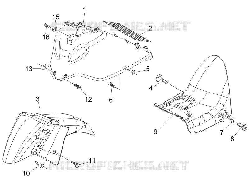 Logement roue - Garde boue GILERA GILERA-SCOOTER 500 NEXUS 2006  Nexus E3