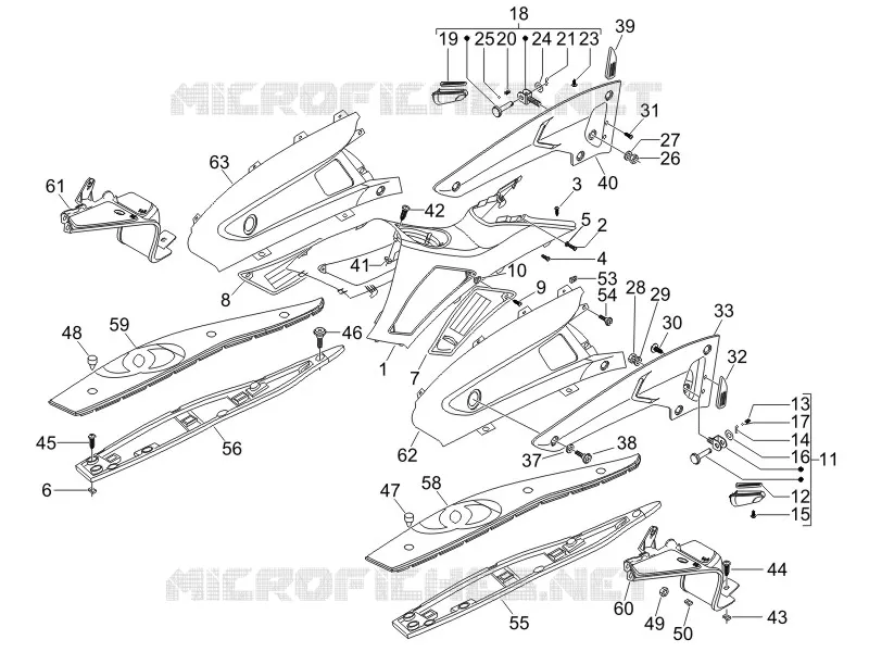 Protection centrale - Repose-pieds GILERA GILERA-SCOOTER 500 NEXUS 2006  Nexus E3