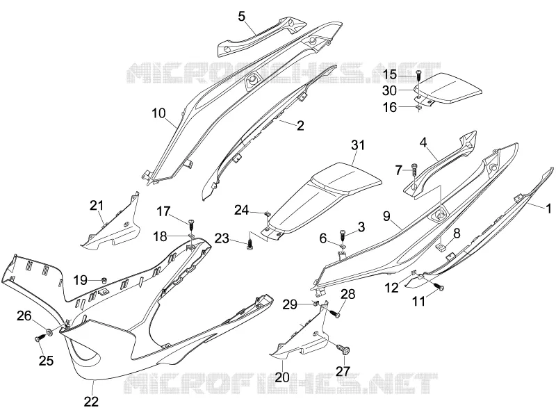 Couvertures laterales - Spoiler GILERA GILERA-SCOOTER 500 NEXUS 2009  Nexus E3