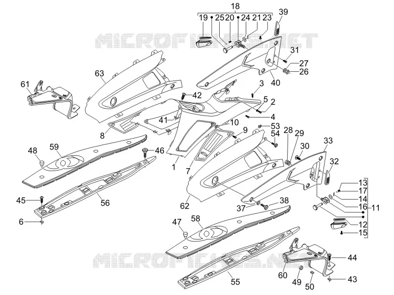 Protection centrale - Repose-pieds GILERA GILERA-SCOOTER 500 NEXUS 2009  Nexus E3