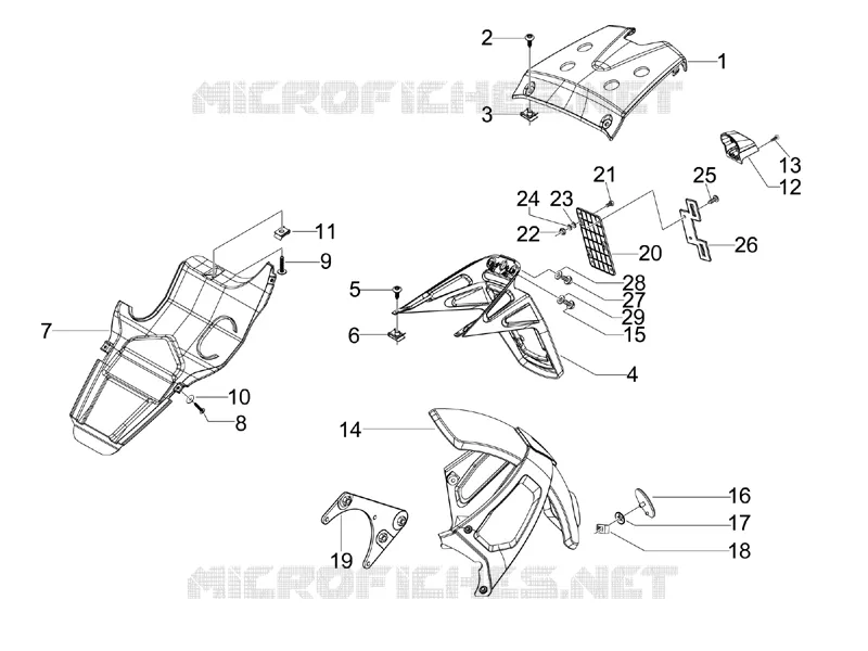 Couvercle arrière - Pare-boue GILERA GILERA-SCOOTER 125 RUNNER 2011  Runner ST 4T E3