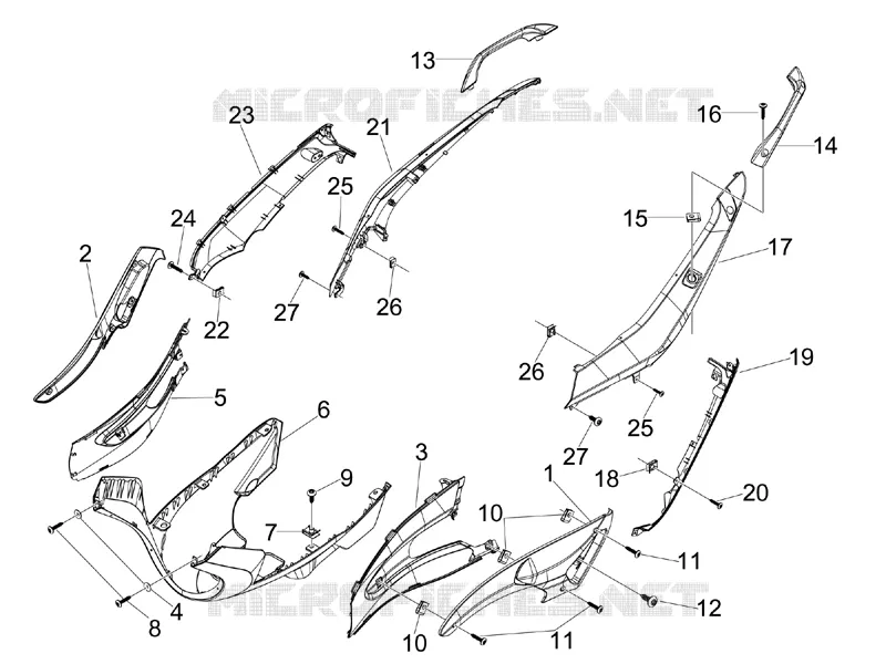 Couvertures laterales - Spoiler GILERA GILERA-SCOOTER 125 RUNNER 2009  Runner ST 4T E3