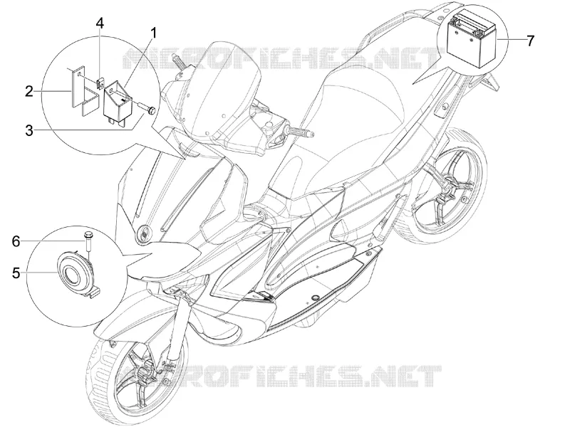 Relais - Batterie - Avertisseur sonore GILERA GILERA-SCOOTER 125 RUNNER 2012  Runner ST 4T E3