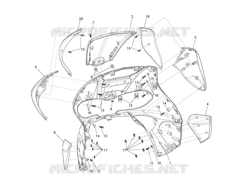 Tablier avant GILERA GILERA-SCOOTER 125 RUNNER 2012  Runner ST 4T E3