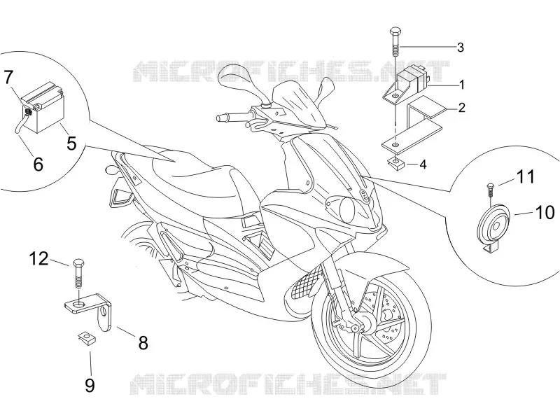 Relais - Batterie - Avertisseur sonore GILERA GILERA-SCOOTER 125 RUNNER 2005  Runner VX 4T