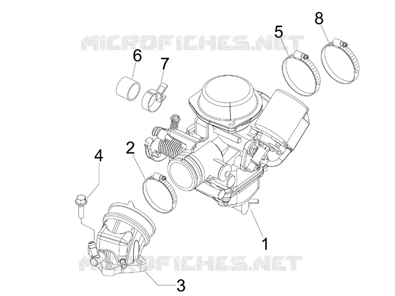 Carburateur complet - Raccord d'admission GILERA GILERA-SCOOTER 125 RUNNER 2007  Runner VX 4T E3 Serie Speciale