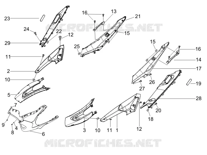 Couvertures laterales - Spoiler GILERA GILERA-SCOOTER 125 RUNNER 2007  Runner VX 4T E3 Serie Speciale