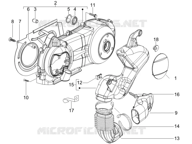 Couvercle carter - Refoidissement carter GILERA GILERA-SCOOTER 125 RUNNER 2006  Runner VX 4T Race E3