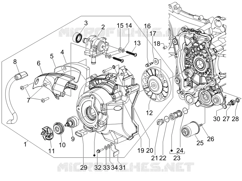 Couvercle volant magnetique - Filtre à huile GILERA GILERA-SCOOTER 125 RUNNER 2006  Runner VX 4T Race E3