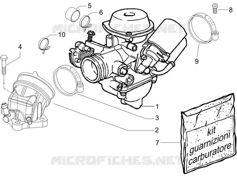 Carburateur complet - Raccord d'admission GILERA GILERA-SCOOTER 125 RUNNER 2007  Runner VX 4T -SC
