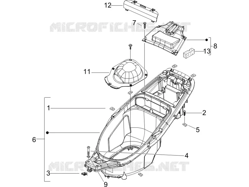 Logement casque - Dessous de selle GILERA GILERA-SCOOTER 125 RUNNER 2006  Runner VX 4T -SC
