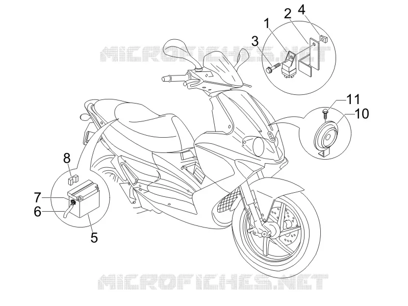 Relais - Batterie - Avertisseur sonore GILERA GILERA-SCOOTER 125 RUNNER 2006  Runner VX 4T -SC