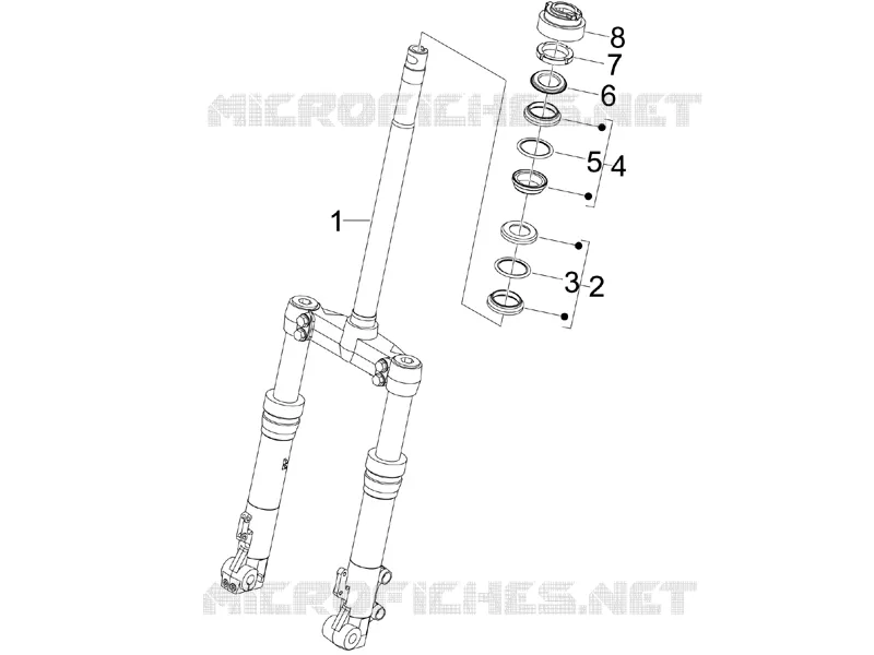 Fourche/tube direction - Ensemble butée dir. GILERA GILERA-SCOOTER 125 RUNNER 2006  Runner VX 4T -SC- E3