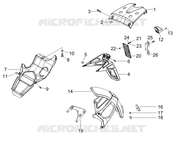 Couvercle arrière - Pare-boue GILERA GILERA-SCOOTER 200 RUNNER 2011  Runner ST 4T E3