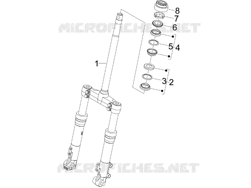 Fourche/tube direction - Ensemble butée dir. GILERA GILERA-SCOOTER 200 RUNNER 2010  Runner ST 4T E3