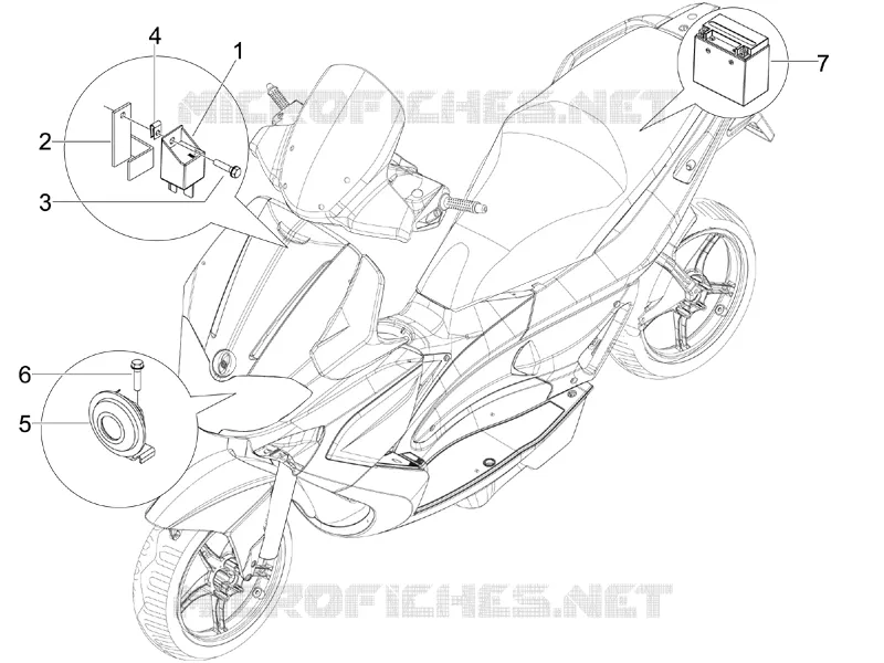 Relais - Batterie - Avertisseur sonore GILERA GILERA-SCOOTER 200 RUNNER 2010  Runner ST 4T E3