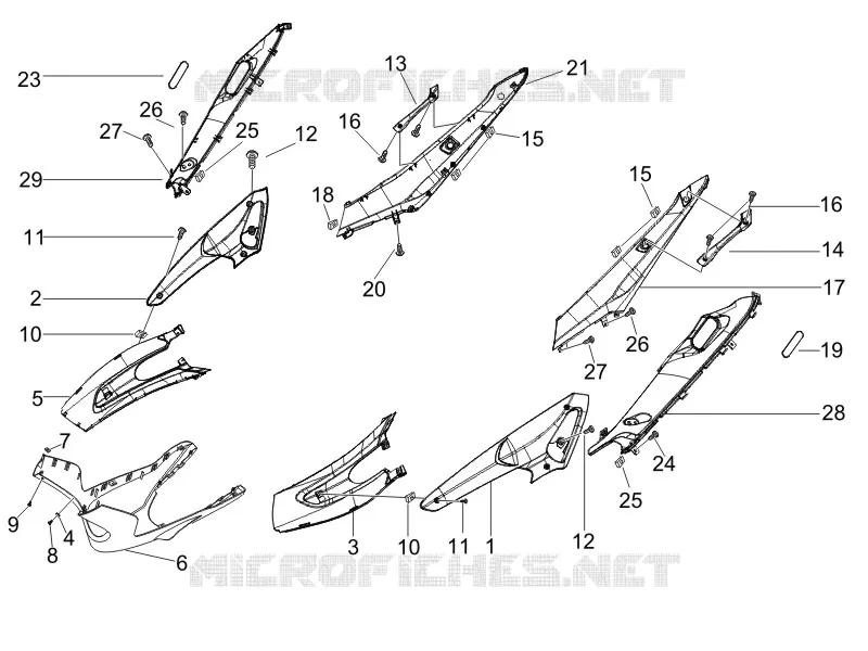 Couvertures laterales - Spoiler GILERA GILERA-SCOOTER 200 RUNNER 2005  Runner VXR 4T