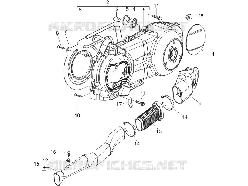 Couvercle carter - Refoidissement carter GILERA GILERA-SCOOTER 200 RUNNER 2006  Runner VXR 4T E3