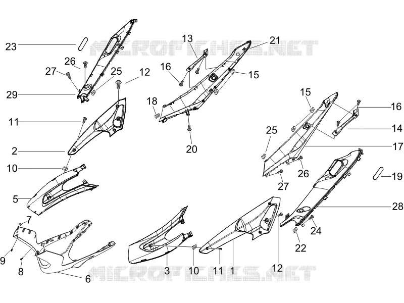 Couvertures laterales - Spoiler GILERA GILERA-SCOOTER 200 RUNNER 2006  Runner VXR 4T Race