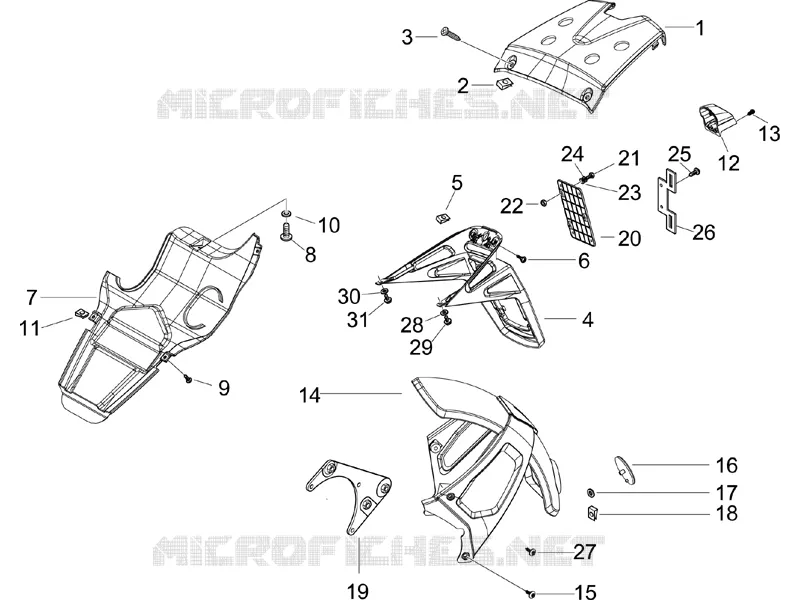Couvercle arrière - Pare-boue GILERA GILERA-SCOOTER 200 RUNNER 2006  Runner VXR 4T Race