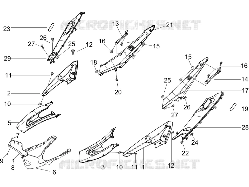 Couvertures laterales - Spoiler GILERA GILERA-SCOOTER 50 RUNNER 2011  Runner Pure Jet