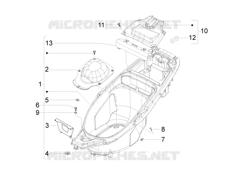 Logement casque - Dessous de selle GILERA GILERA-SCOOTER 50 RUNNER 2011  Runner Pure Jet