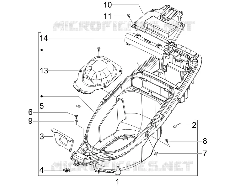 Logement casque - Dessous de selle GILERA GILERA-SCOOTER 50 RUNNER 2005  Runner Pure Jet -SC